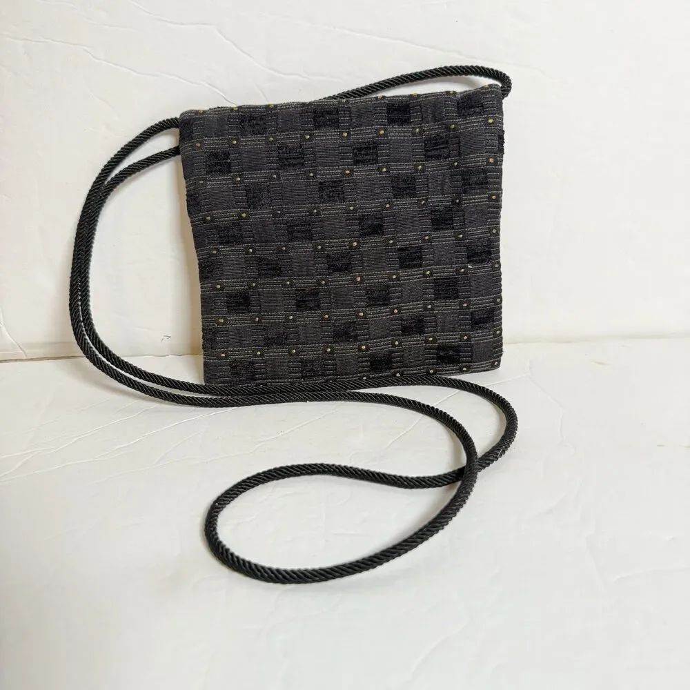 Maruca Boulder Colorado Small Crossbody Purse Black Geometric Fabric Zip Bag